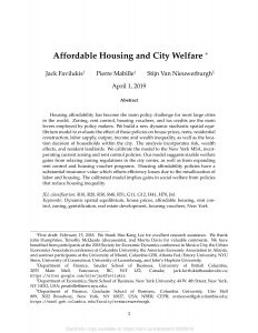Affordable Housing and City Welfare